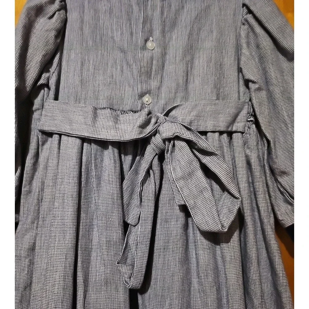 Friedknit Creations Blue Smocked Long  Sleeve Toddler Dress Size 2T 100% Cotton